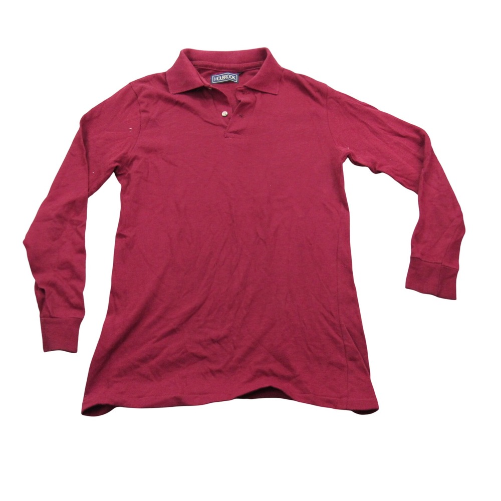 Holbrook Mens Long Sleeve Burgundy Red Polo Shirt Size‎ M